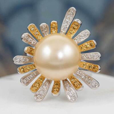 12.7mm South Sea Pearl & Diamond Ring - 8