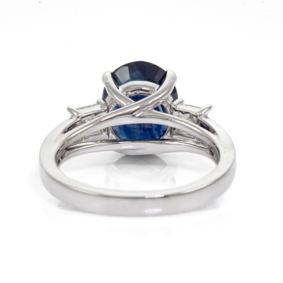 3.84ct Blue Sapphire and Diamond Ring - 4