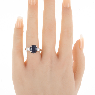 3.84ct Blue Sapphire and Diamond Ring - 6