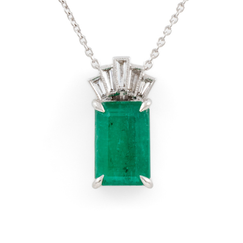 3.21ct Zambian Emerald & Diamond Pendant