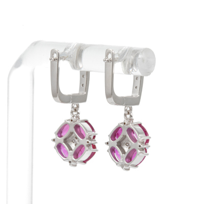 3.20ct Burmese Ruby and Diamond Earrings - 5