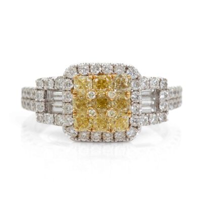 1.00cts White & Yellow Diamond Ring