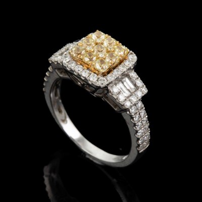 1.00cts White & Yellow Diamond Ring - 5