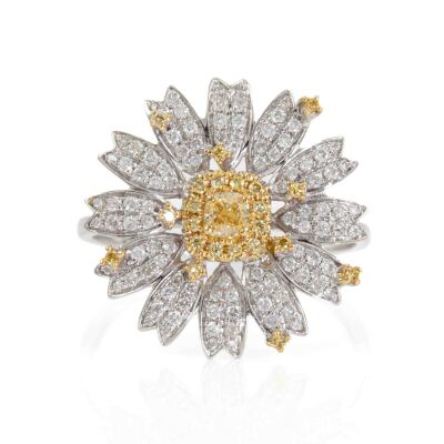 0.70ct Yellow & White Diamond Ring