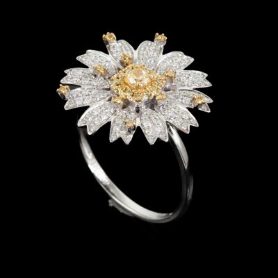 0.70ct Yellow & White Diamond Ring - 5