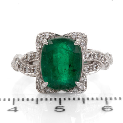 4.97ct Zambian Emerald and Diamond Ring - 2