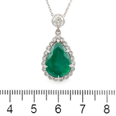 6.76ct Zambian Emerald & Diamond Pendant - 2