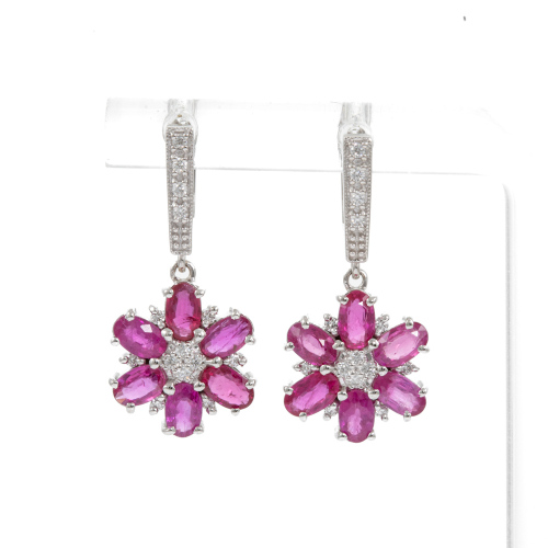 3.18ct Burmese Ruby and Diamond Earrings