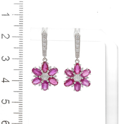 3.18ct Burmese Ruby and Diamond Earrings - 2