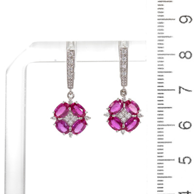 3.20ct Burmese Ruby and Diamond Earrings - 2