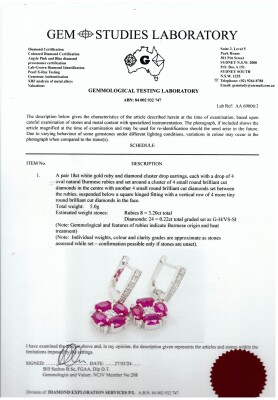 3.20ct Burmese Ruby and Diamond Earrings - 4