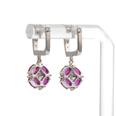 3.20ct Burmese Ruby and Diamond Earrings - 5