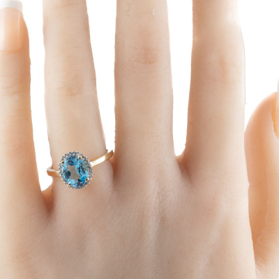 Blue Topaz & Diamond Ring & Earring Set - 2