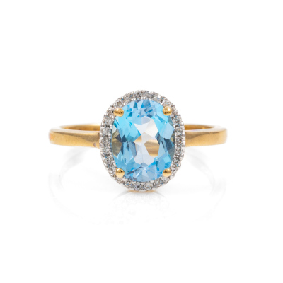 Blue Topaz & Diamond Ring & Earring Set - 6