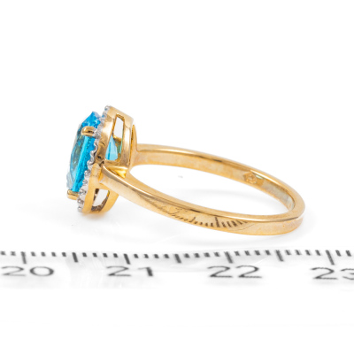 Blue Topaz & Diamond Ring & Earring Set - 8