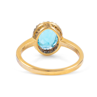 Blue Topaz & Diamond Ring & Earring Set - 9