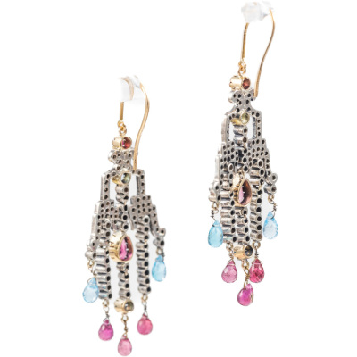 Gemstone & Diamond Chandelier Earrings - 4