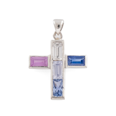 Unheated Sapphire Cross Pendant