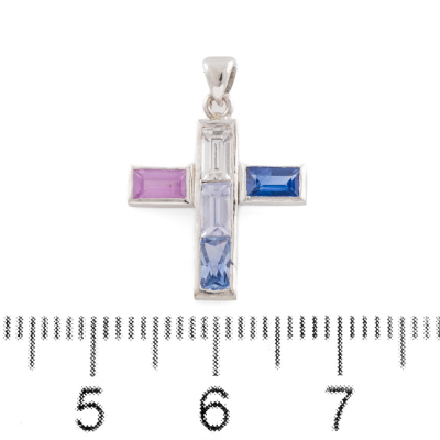 Unheated Sapphire Cross Pendant - 3