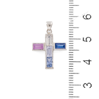 Unheated Sapphire Cross Pendant - 5