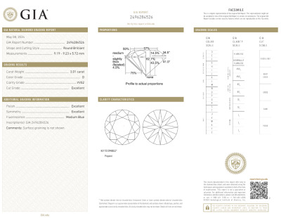 3.01ct Loose Round Diamond GIA D VVS2 - 2