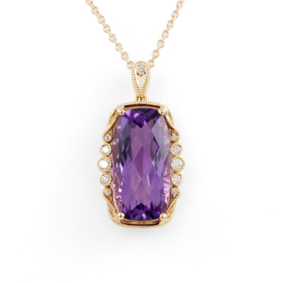 4.97ct Amethyst and Diamond Pendant