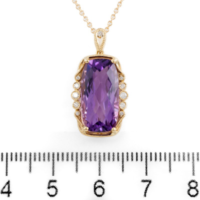 4.97ct Amethyst and Diamond Pendant - 2