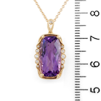 4.97ct Amethyst and Diamond Pendant - 3