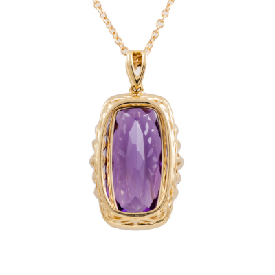 4.97ct Amethyst and Diamond Pendant - 4