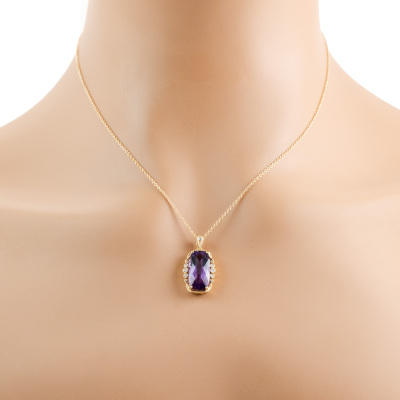 4.97ct Amethyst and Diamond Pendant - 5