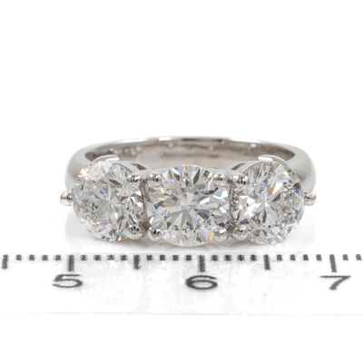 3.03ct Diamond Trilogy Ring GIA D E P1 - 2