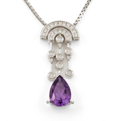 2.55ct Amethyst and Diamond Pendant