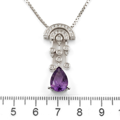 2.55ct Amethyst and Diamond Pendant - 2