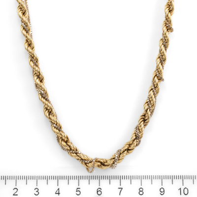 18ct Gold Rope Chain Necklace 34.9g - 2