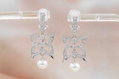 7.0mm Cultured Pearl & Diamond Earrings - 5