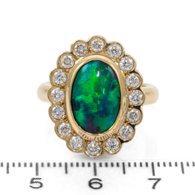 Black Opal and Diamond Ring - 2