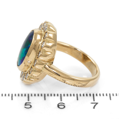 Black Opal and Diamond Ring - 3