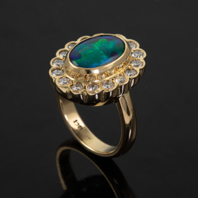 Black Opal and Diamond Ring - 5