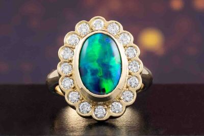 Black Opal and Diamond Ring - 7