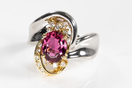 2.26ct Pink Tourmaline and Diamond Ring