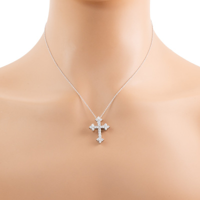 1.02ct Diamond Cross Pendant - 5