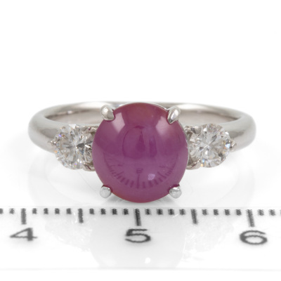 3.34ct Star Pink Sapphire & Diamond Ring - 2