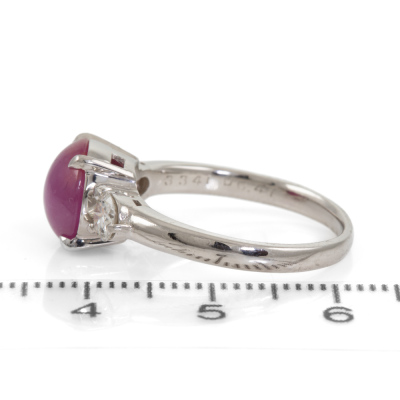 3.34ct Star Pink Sapphire & Diamond Ring - 3