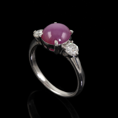 3.34ct Star Pink Sapphire & Diamond Ring - 5