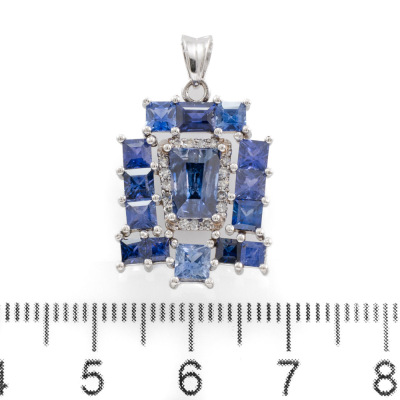 Ceylon Sapphire and Diamond Pendant - 2