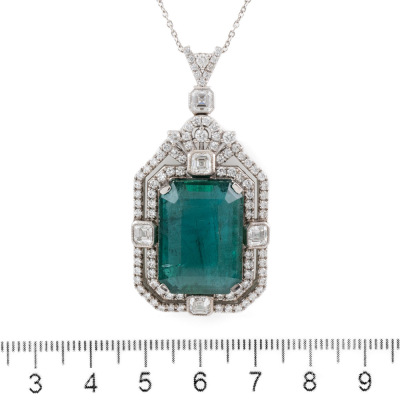 27.42ct Zambian Emerald & Diamond Pendant - 2