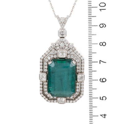 27.42ct Zambian Emerald & Diamond Pendant - 3
