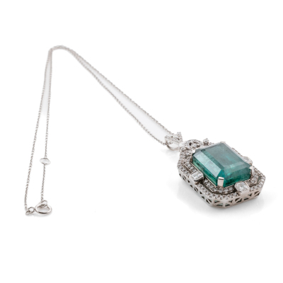 27.42ct Zambian Emerald & Diamond Pendant - 7