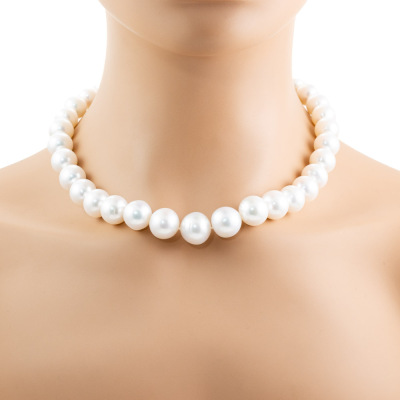 15.1-12.1mm Autore SS Pearl Necklace - 5