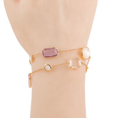 Multi-Colour Quartz and MOP Bracelet - 6